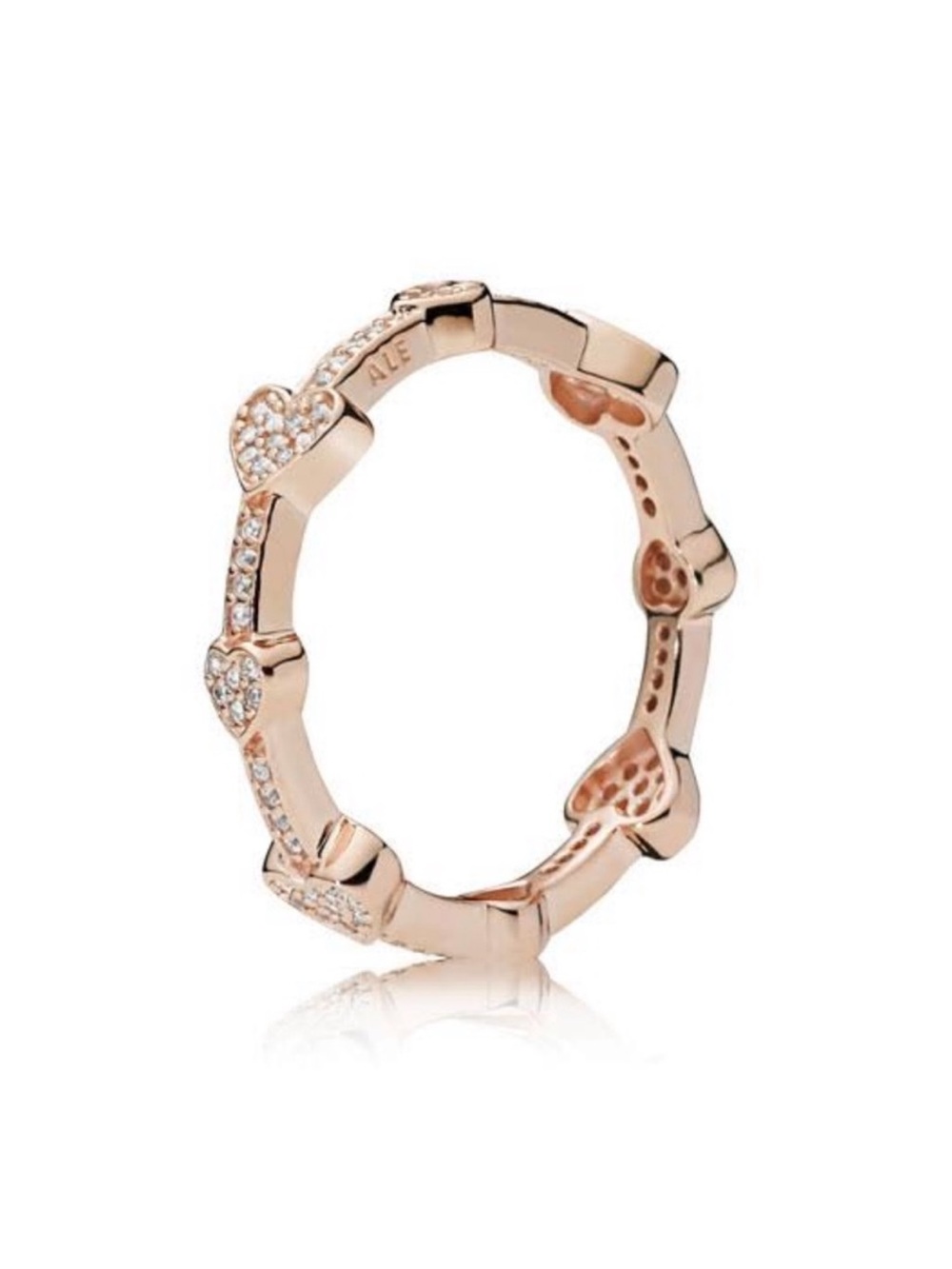 Rare Pandora Alluring Hearts Ring in Rose Gold, Size 7